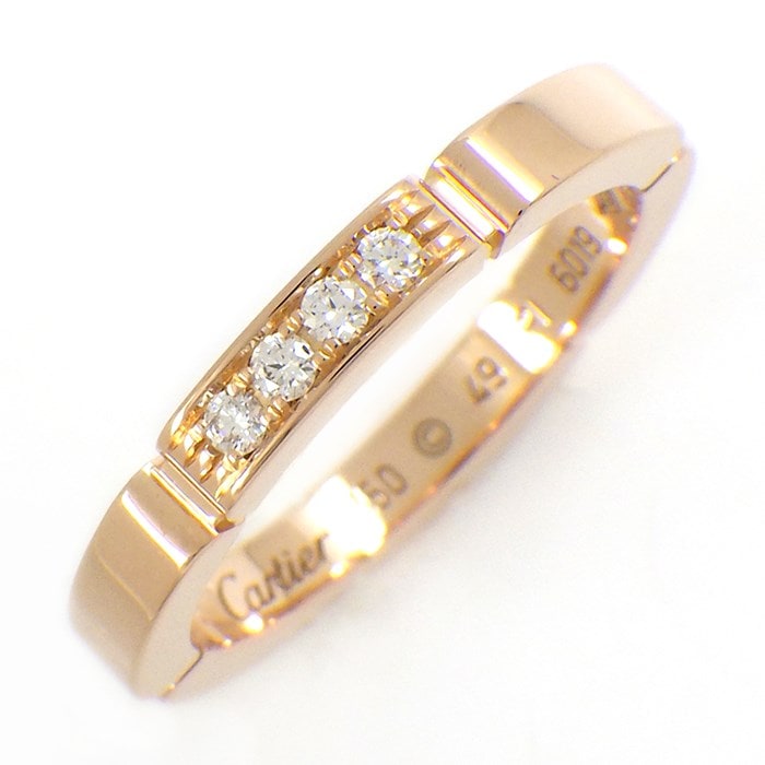 カルティエ Cartier リング マイヨン パンテール ウェディング バンド B4080500 幅2.5mm 4ポイント ダイヤモンド 0.05ct K18PG 8.5号 / #49 【箱・保付き】 【中古】