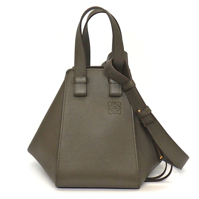 ロエベ LOEWE ハンドバッグ ショルダーバッグ ハンモック コンパクト A538H13X10 ダークカーキー クラシック カーフスキン 【中古】