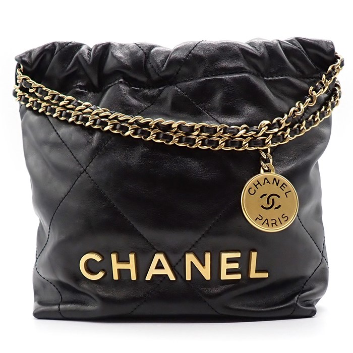 シャネル CHANEL ショルダーバッグ　ハンドバッグ シャネル22 ミニ AS3980 ブラック シャイニーカーフスキン ゴールド金具 【中古】