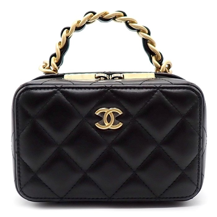 シャネル CHANEL ショルダーバッグ マトラッセ バニティ AP2874 ブラック ラムスキン ゴールド金具 【中古】