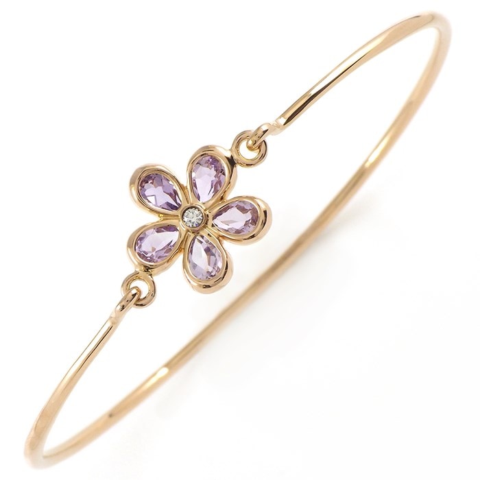 ティファニー Tiffany & Co. バングル ガーデン フラワー 5ポイント ペアシェイプ アメジスト 1ポイント ダイヤモンド K18PG 【中古】