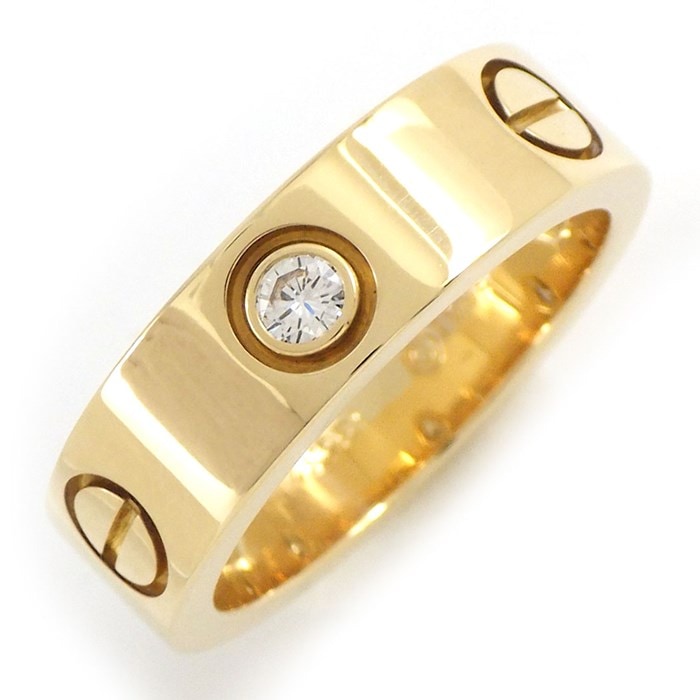 カルティエ Cartier リング ラブ クラシックモデル B4032451 3ポイント ダイヤモンド 計0.22ct K18YG 10.5号 / #51 【中古】
