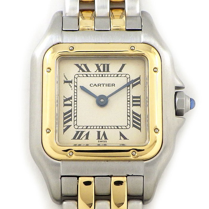 カルティエ Cartier 腕時計 パンテール SM W25029B6 スクエア アイボリー文字盤 ローマンインデックス K18YG SS クオーツアナログ 【中古】