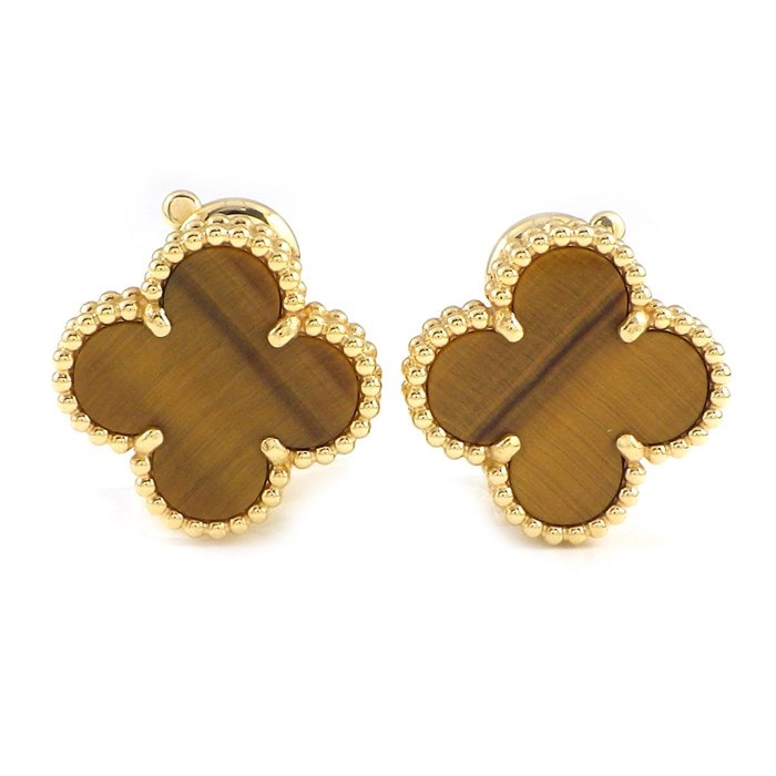 ヴァンクリーフ＆アーペル Van Cleef & Arpels ピアス ヴィンテージ アルハンブラ VCARD40500 タイガーアイ K18YG 【箱・保付き】 【中古】