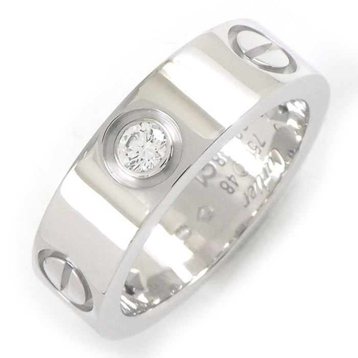 カルティエ Cartier リング ラブ クラシックモデル B4032548 3ポイント ダイヤモンド 計0.22ct K18WG 8号 / #48 【中古】