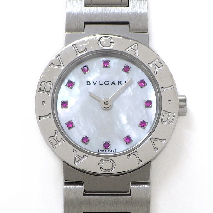 ブルガリ BVLGARI 腕時計 ブルガリ・ブルガリ BB23WSS/12CORJ 日本限定200本 12ポイント ルビーインデックス ホワイトシェル文字盤 SS クオーツアナログ 【箱・保付き】 【中古】