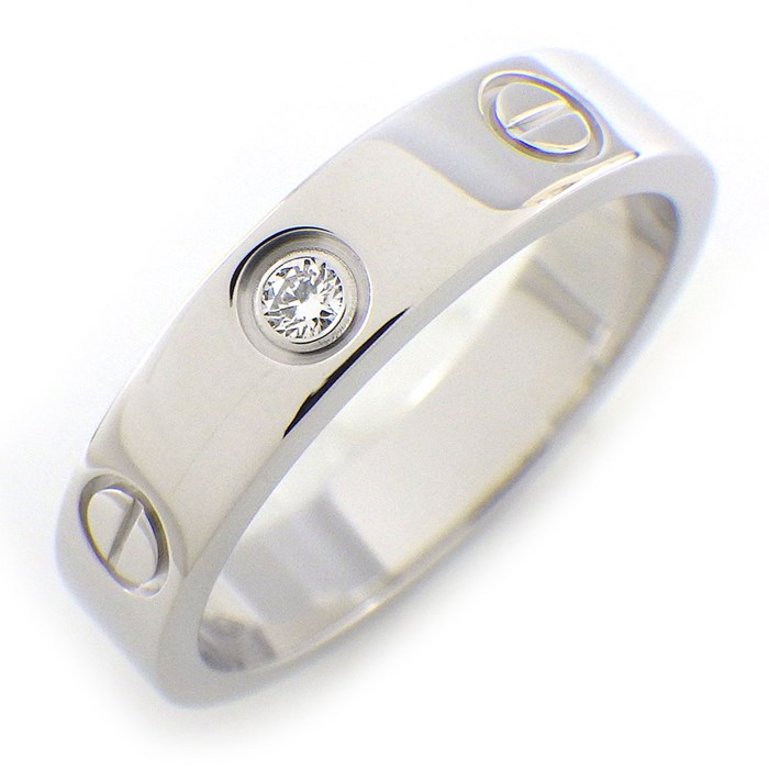 カルティエ Cartier リング ラブ スモールモデル SM B4050550 ウェディング バンド 1ポイント ダイヤモンド 0.02ct K18WG 10号 / #50 【中古】