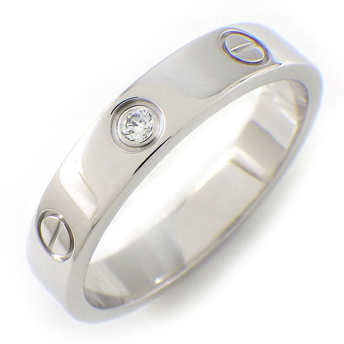 カルティエ Cartier リング ラブ スモールモデル SM B4050556 ウェディング バンド 1ポイント ダイヤモンド 0.02ct K18WG 16号 / 56 【中古】