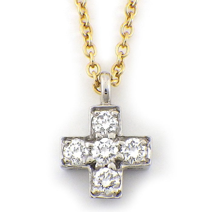  ティファニー Tiffany & Co. ネックレス クルーシーフォーム スモール クロス 5ポイント ダイヤモンド K18YG PT950 【中古】