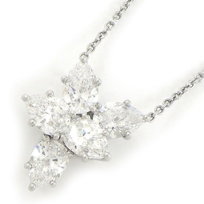 ハリーウィンストン HARRY WINSTON ネックレス クラスター ミディアム PEDPCLWC 5ポイント ペアシェイプ ダイヤモンド 計1.90ct PT950 【中古】