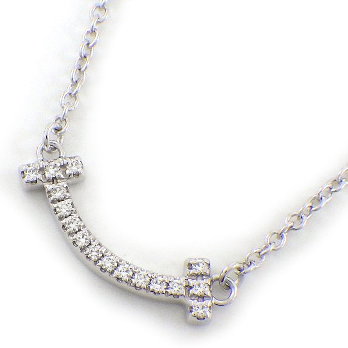 ティファニー Tiffany & Co. ネックレス T スマイル ミニ 62617799 ダイヤモンド 計0.03ct K18WG 【中古】