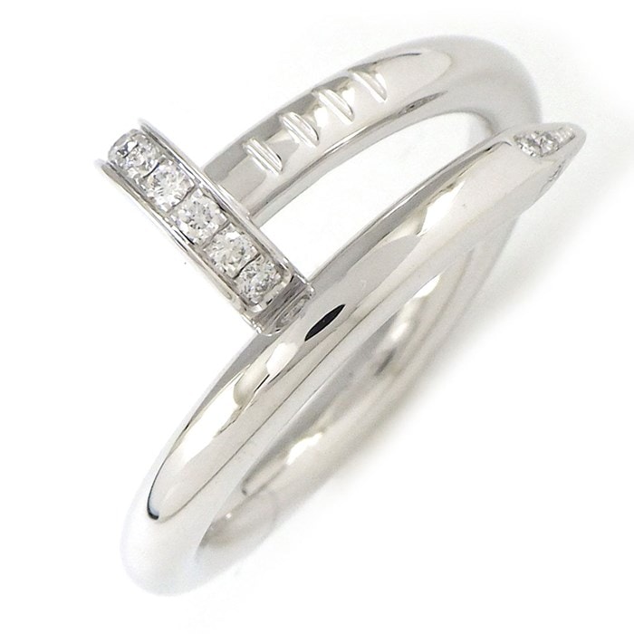 カルティエ Cartier リング ジュスト アン クル B4092700 釘モチーフ 22ポイント ダイヤモンド 計0.13ct K18WG 11号 / #51 【中古】