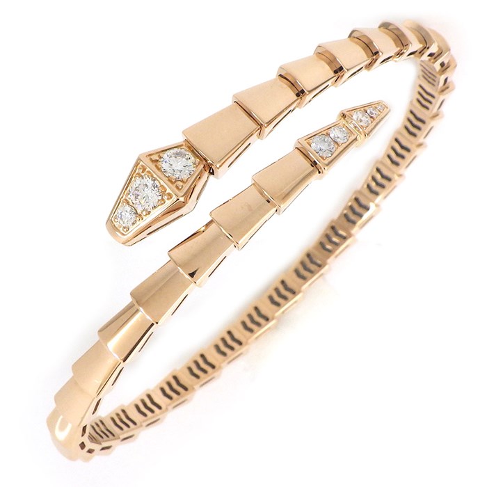 ブルガリ BVLGARI ブレスレット セルペンティ ヴァイパー 360704 スネークモチーフ ダイヤモンド 計0.47ct K18PG / #17 【中古】