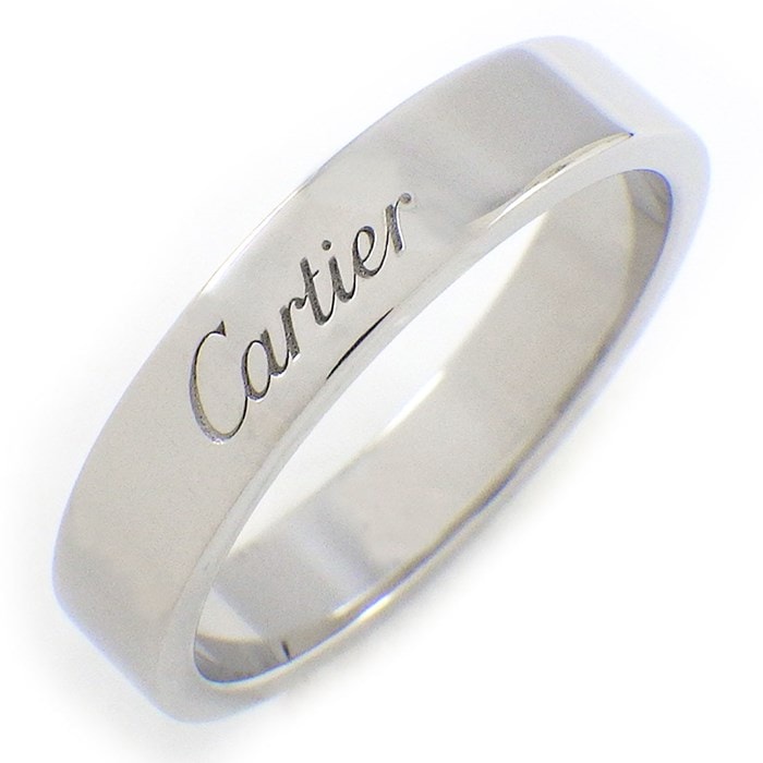 カルティエ Cartier リング C ドゥ カルティエ ウェディング バンド 幅4mm B4098100 エングレーブド ロゴ PT950 14.5号 / #55 【中古】