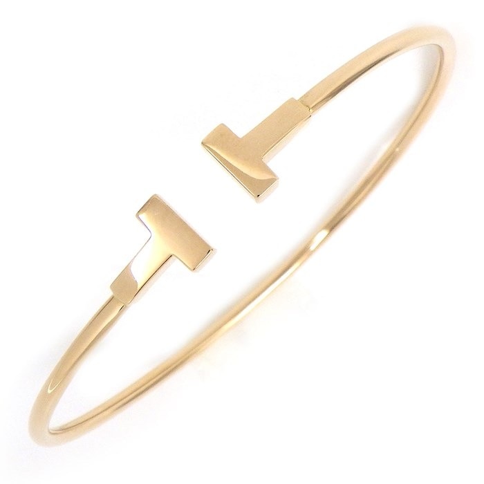 ティファニー Tiffany & Co. バングル T ワイヤー ナロー 60010744 K18PG / #S 【中古】