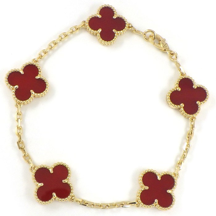 ヴァンクリーフ＆アーペル Van Cleef & Arpels ブレスレット ヴィンテージ アルハンブラ 5モチーフ VCARD35500 カーネリアン K18YG 【箱・保付き】 【中古】