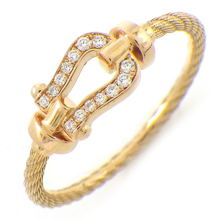 フレッド FRED リング フォース10 スモールモデル 4B0967 ツイスト パヴェ 14ポイント ダイヤモンド 計0.04ct K18PG 13号 / #53 【箱・保付き】 【中古】