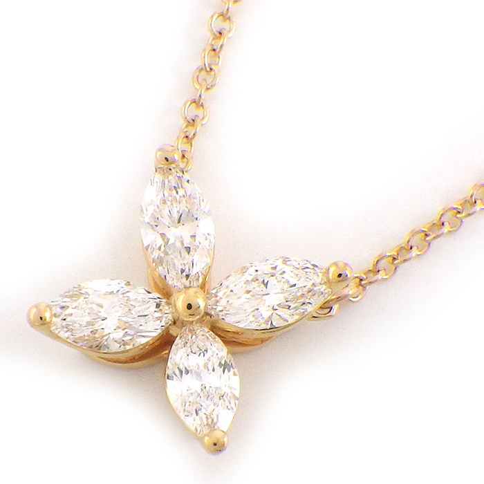 ティファニー Tiffany & Co. ネックレス ビクトリア ミディアム 60011631 4ポイント マーキスカット ダイヤモンド 計0.46ct K18PG 【中古】