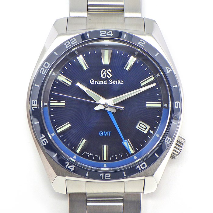 グランドセイコー Grand Seiko 腕時計 スポーツコレクション GMT SBGN021/9F86-0AJ0 デイト 夜光インデックス 夜光針 ギョーシェ ソレイユ ブルー文字盤 SS クオーツアナログ 【箱・保付き】 【中古】