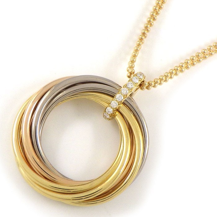 カルティエ Cartier ネックレス トリニティ 7連 B7224806 スリーカラー 11ポイント ダイヤモンド 計0.08ct K18PG K18WG K18YG 【中古】