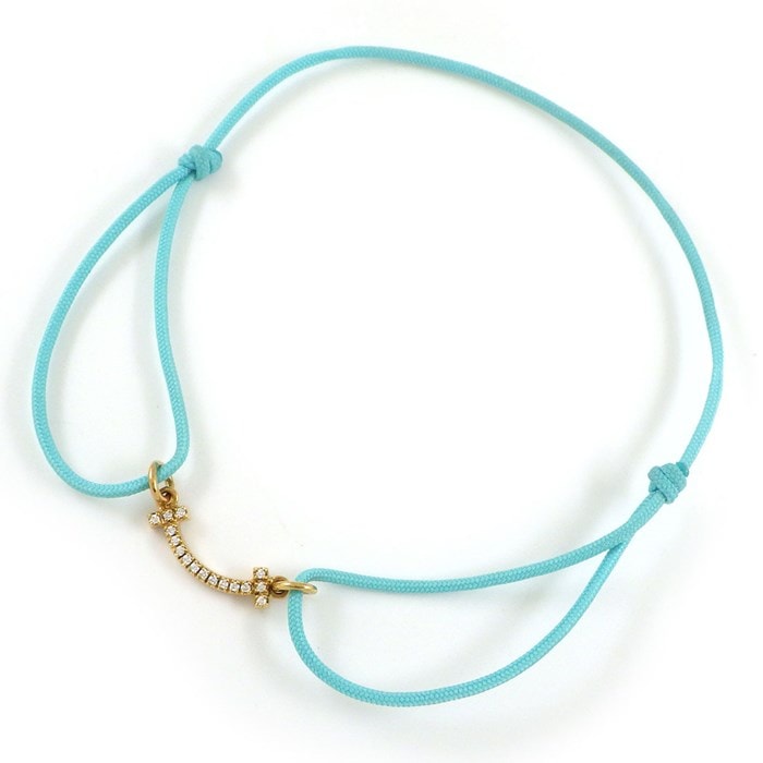 ティファニー Tiffany & Co. ブレスレット T スマイル ミニ マイクロ チャリティ 75081421 REPREVE Our Ocean ダイヤモンド 計0.04ct K18YG ティファニーブルー コード 【中古】