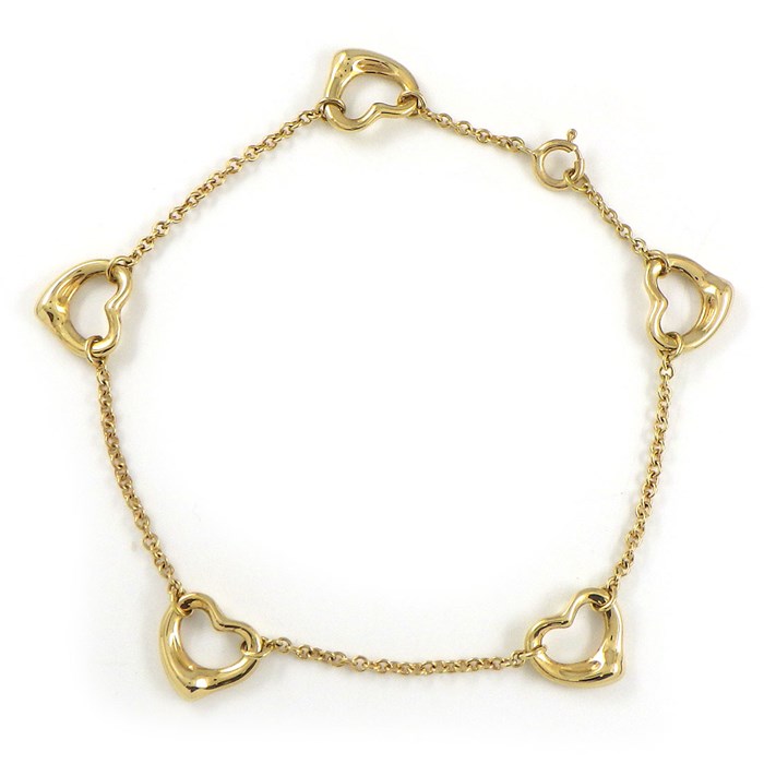 ティファニー Tiffany & Co. ブレスレット オープンハート 5モチーフ K18YG 【中古】