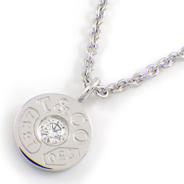 ティファニー Tiffany & Co. ネックレス 1837 サークル ラウンド ロゴ 1ポイント ダイヤモンド K18WG 【中古】