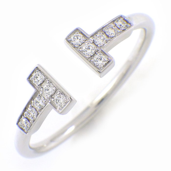 ティファニー Tiffany & Co. リング T ワイヤー 60147239 ダイヤモンド 計0.13ct K18WG 19号 【中古】