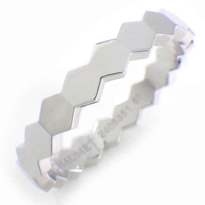 ショーメ Chaumet リング ビー マイ ラブ 083358 ハニカム 幅4ｍｍモデル 1ポイント ダイヤモンド 0.01ct K18WG 20.5号 / #61 【中古】