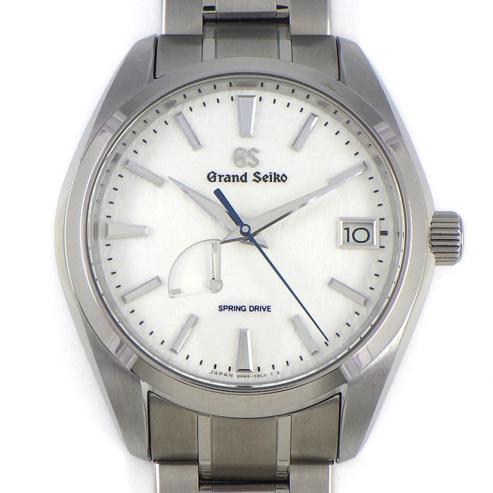 グランドセイコー Grand Seiko 腕時計 ヘリテージ コレクション SBGA211/9R65-0AE0 デイト 裏スケ パワーリザーブ表示 ホワイト 雪白パターン文字盤 チタン スプリングドライブ 自動巻き 【箱・保付き】 【中古】