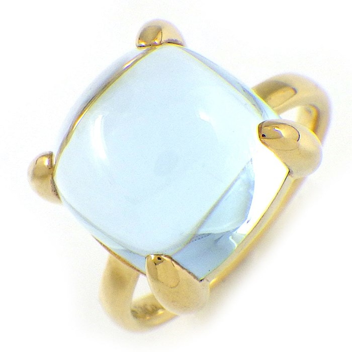 ティファニー Tiffany & Co. リング シュガースタック カボションカット ブルー トパーズ K18YG 14号 【中古】