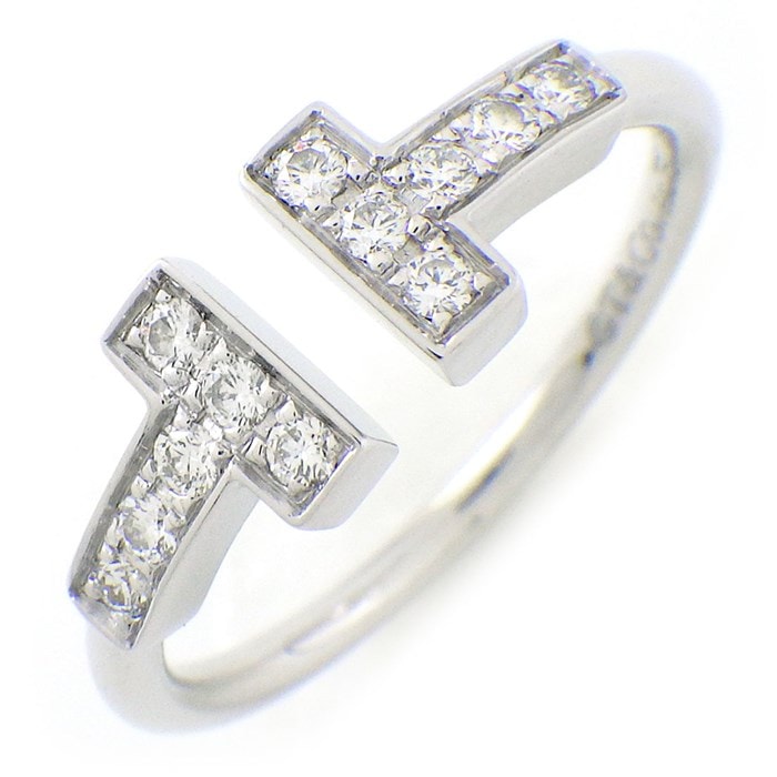 ティファニー Tiffany & Co. リング T ワイヤー 60147239 ダイヤモンド 計0.13ct K18WG 9.5号 【中古】