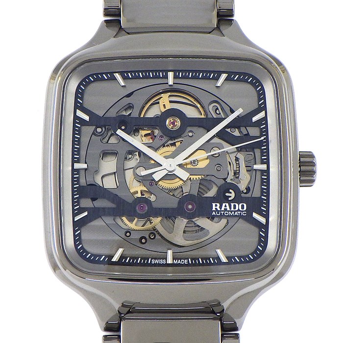 ラドー RADO 腕時計 トゥルー R27125152 スクエア スケルトン文字盤 裏スケ プラズマハイテクセラミックス チタン 自動巻き 【箱・保付き】 【中古】