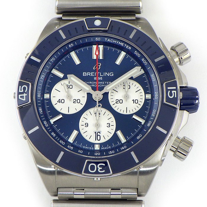 ブライトリング Breitling 腕時計 スーパー クロノマット B01 AB0136161C1A1 ブルー文字盤 デイト クロノグラフ タキメーター スモールセコンド 回転ベゼル SS 自動巻き 【中古】
