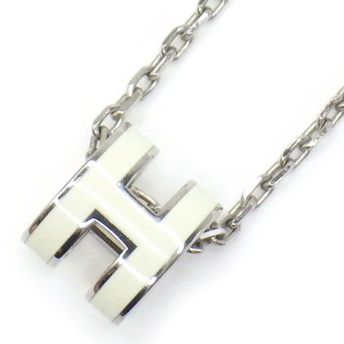 エルメス HERMES ネックレス ポップH ポップアッシュ Pd(パラジウムメッキ) メタル ホワイト ラッカー 【中古】