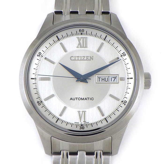 シチズン CITIZEN 腕時計 NY4050-62A デイ＆デイト 裏スケ サンレイ シルバー文字盤 SS 自動巻き 【中古】