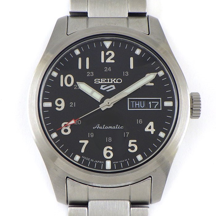 セイコー SEIKO 腕時計 5スポーツ SBSA111/4R36-10A0 デイト 夜光インデックス 夜光針 裏スケ ブラック文字盤 SS 自動巻き