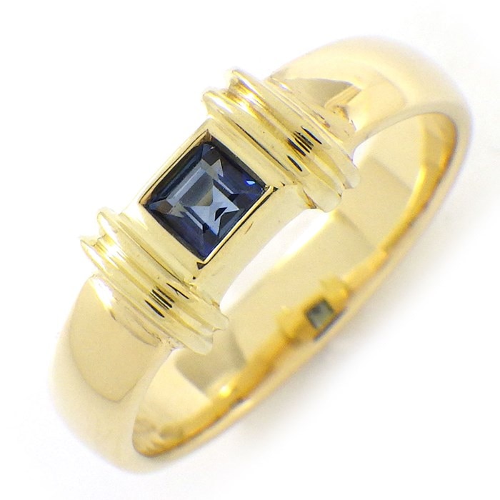  ティファニー Tiffany & Co. リング スタッキング プリンセスカット サファイア K18YG 9号 【中古】