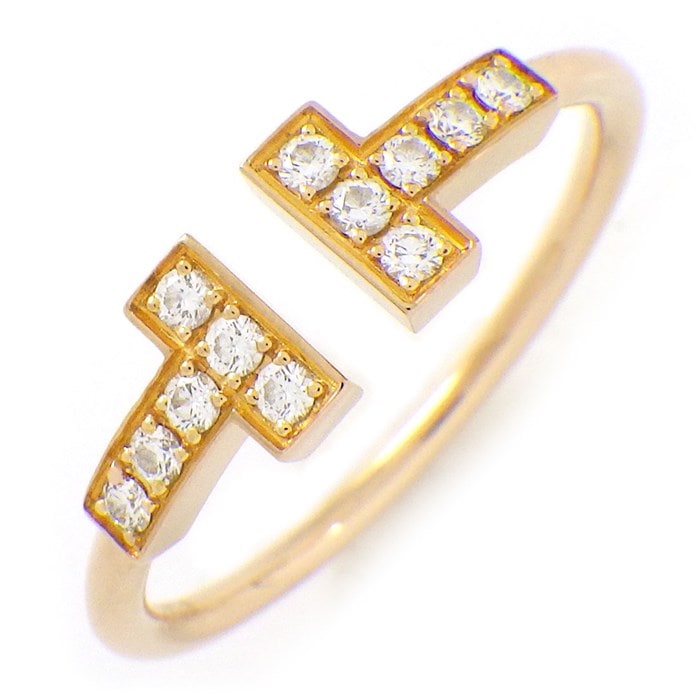 ティファニー Tiffany & Co. リング T ワイヤー 60147328 ダイヤモンド 計0.13ct K18PG 14号 【中古】