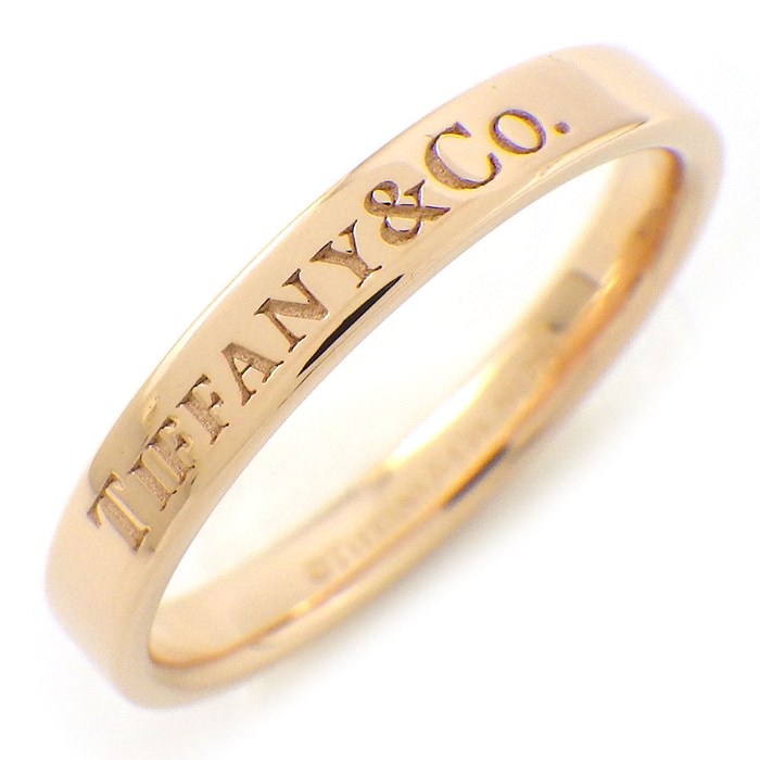  ティファニー Tiffany & Co. リング フラットバンド ロゴ K18PG 14号 【中古】