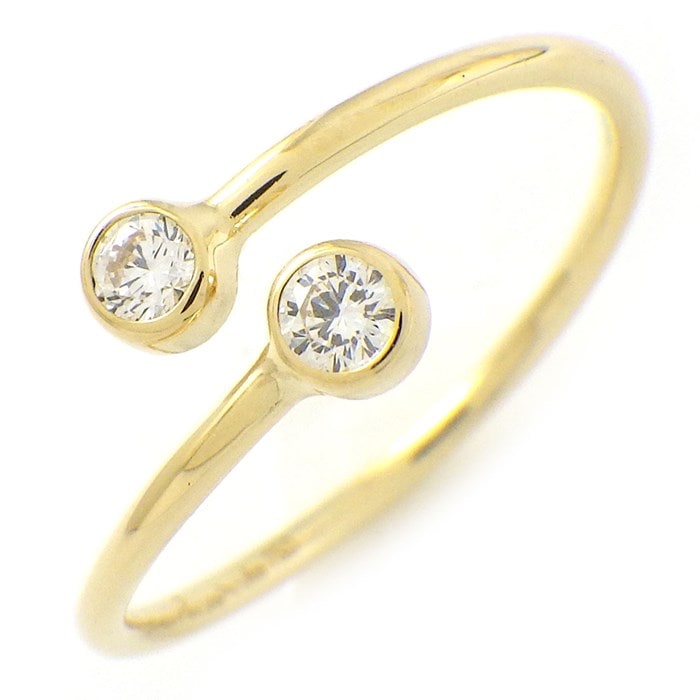 ティファニー Tiffany & Co. リング フープ ツイスト 2ポイント ダイヤモンド K18YG 9号 【中古】