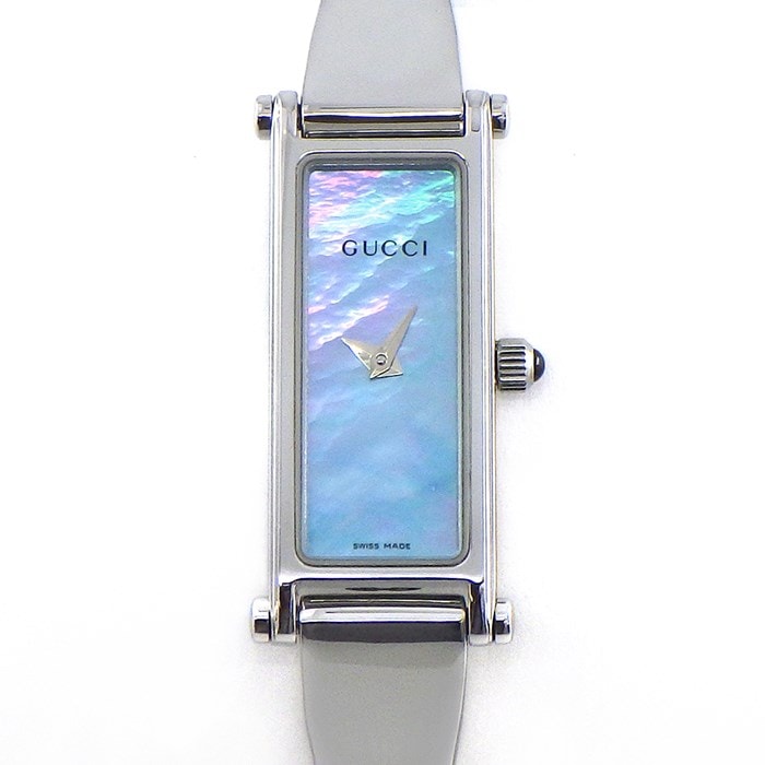 グッチ GUCCI 腕時計 バングルウォッチ 1500L ホースビット レクタンギュラー ブルーシェル文字盤 SS クオーツアナログ 【中古】