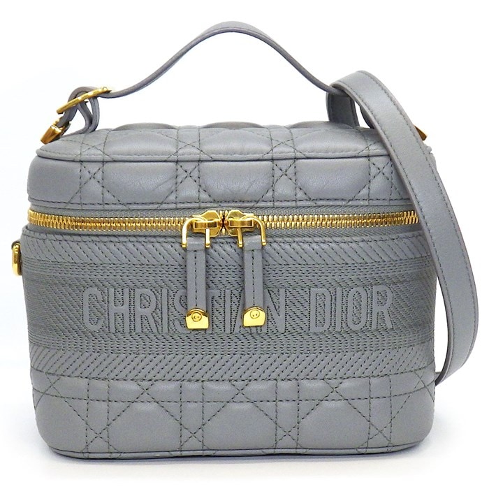 ディオール Dior ハンドバッグ ショルダーバッグ トラベル ヴェニティーケース スモール S5488UNTR_M41G ブルーグレー カナージュ ラムスキン 【中古】