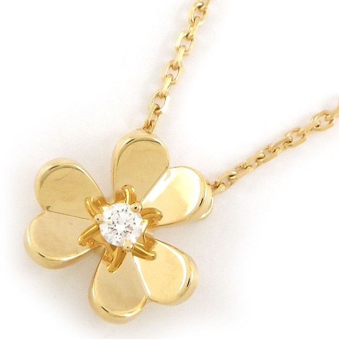 ヴァンクリーフ＆アーペル Van Cleef & Arpels ネックレス フリヴォル ミニ VCARP0J100 フラワー 1ポイント ダイヤモンド 0.05ct K18YG 【箱・保付き】 【中古】