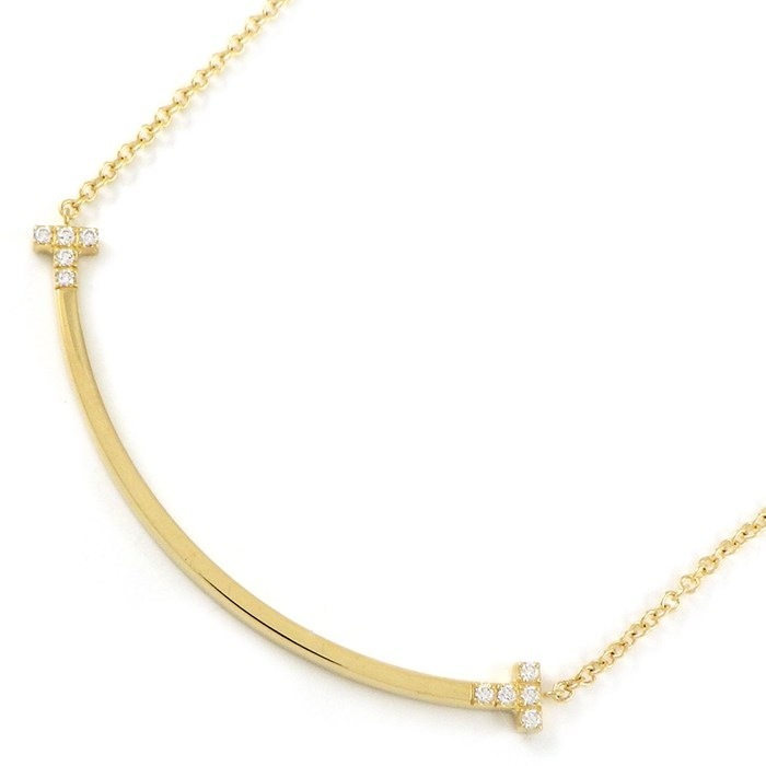 ティファニー Tiffany & Co. ネックレス Tスマイル スモールモデル 74957013 10ポイント ダイヤモンド 計0.03ct K18YG 【中古】