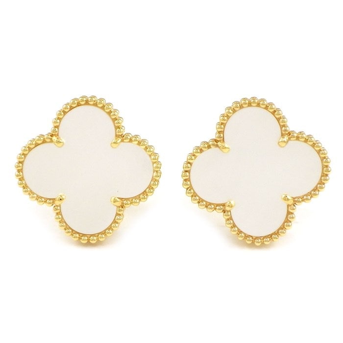 ヴァンクリーフ＆アーペル Van Cleef & Arpels ピアス マジック アルハンブラ VCARA43700 ホワイト シェル K18YG 【中古】
