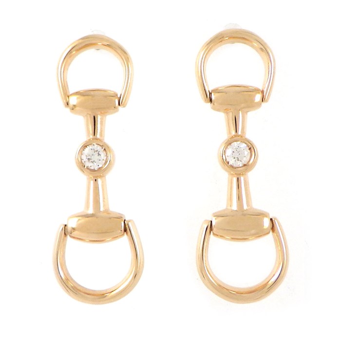 グッチ GUCCI ピアス ホースビット 796167 J8540 5702 2ポイント ダイヤモンド 計0.58ct K18PG 【中古】