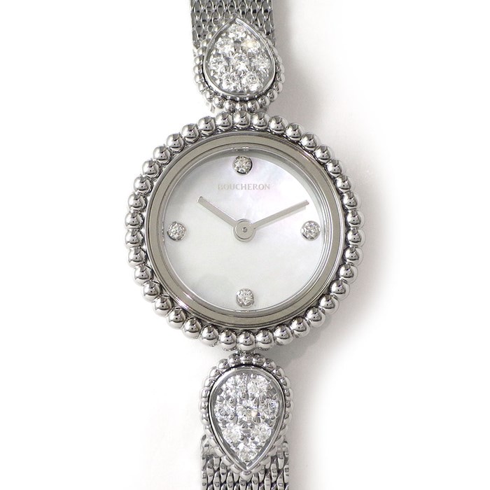 ブシュロン BOUCHERON 腕時計 セルパンボエム WA015704 ダイヤラグ 4ポイント ダイヤインデックス ホワイトシェル文字盤 SS クオーツアナログ 【箱・保付き】 【中古】