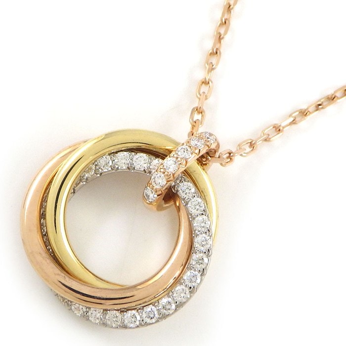 カルティエ Cartier ネックレス トリニティ SM B7224849 セミパヴェ スリーカラー 33ポイント ダイヤモンド 計0.25ct K18PG K18WG K18YG 【中古】