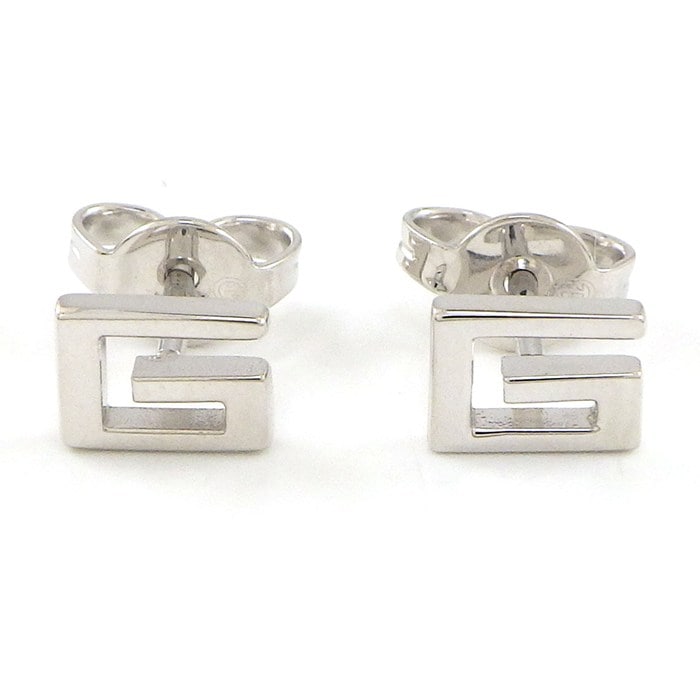 グッチ GUCCI ピアス G ロゴ スクエア K18WG 【中古】